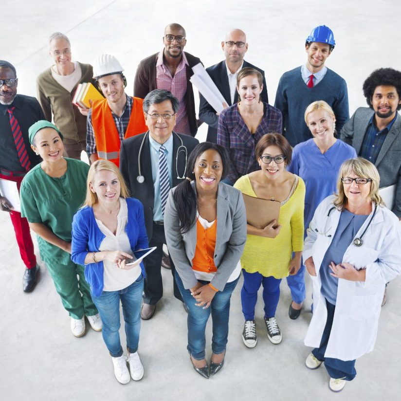 Group of diverse occupation people